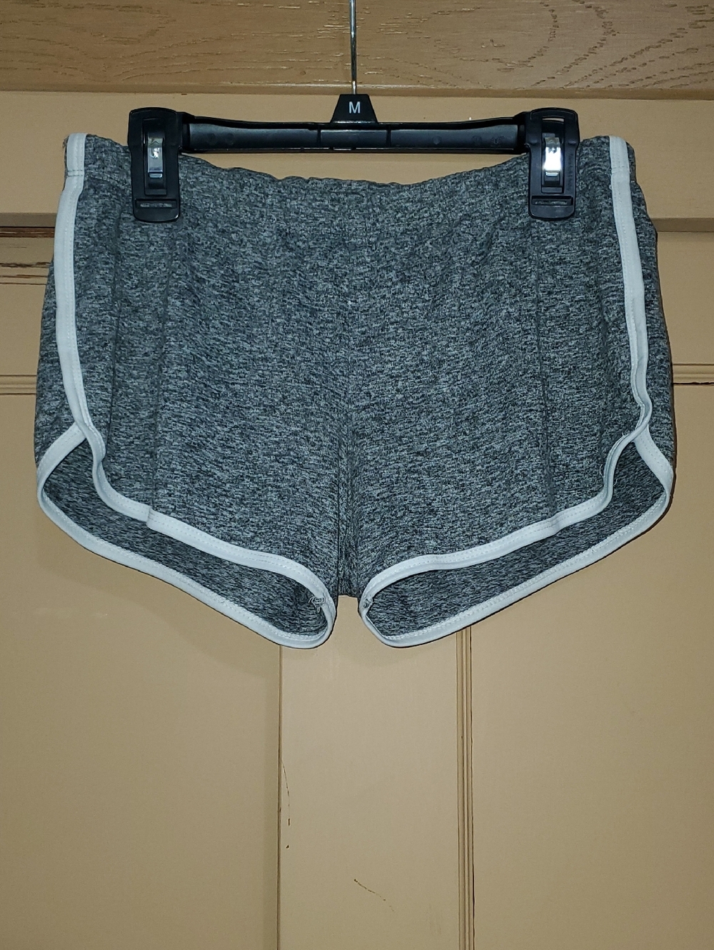 Women's Heather Gray Athletic Shorts with White Trim